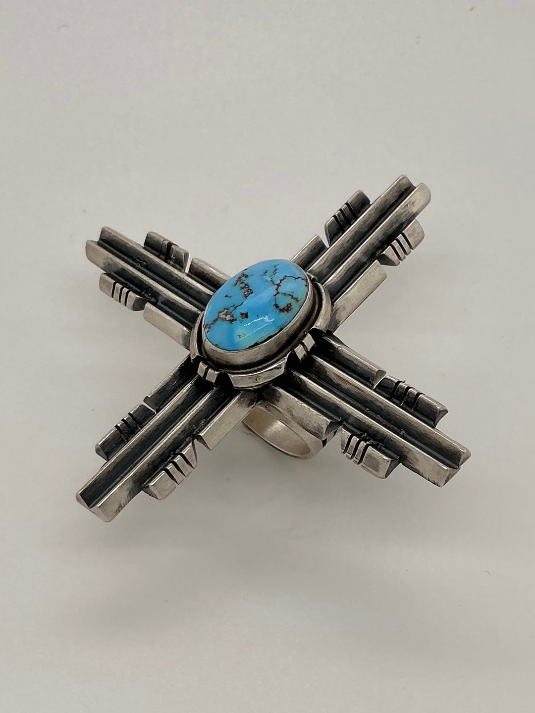 Navajo Golden Hills Turquoise Zia Symbol Ring