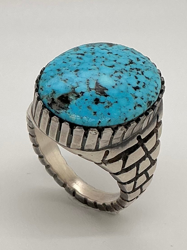 Navajo Spiderweb Kingman Turquoise Ring