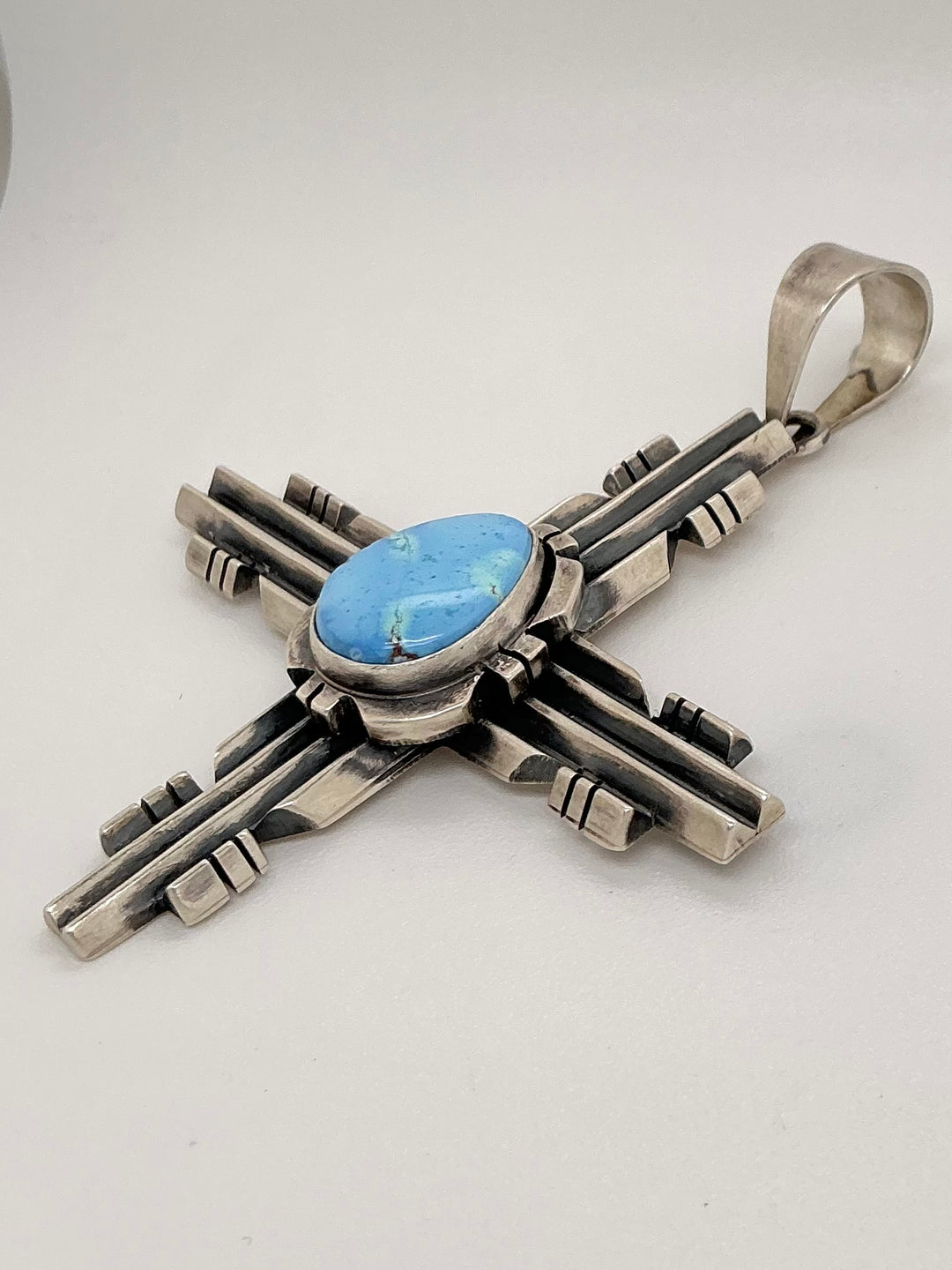 Navajo Golden Hills Turquoise Zia Symbol Pendant