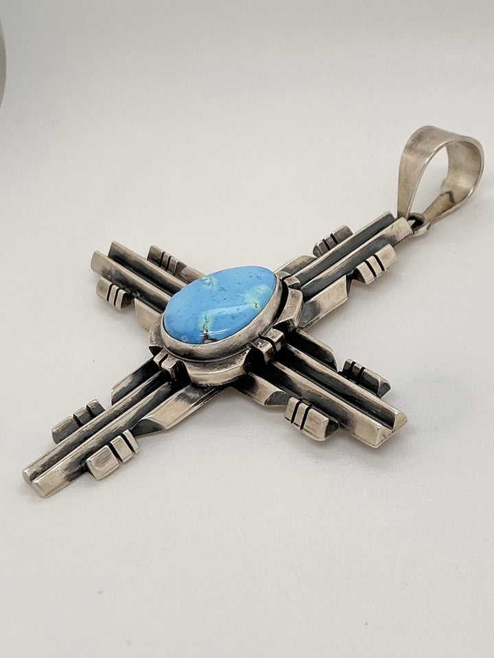 Navajo Golden Hills Turquoise Zia Symbol Pendant