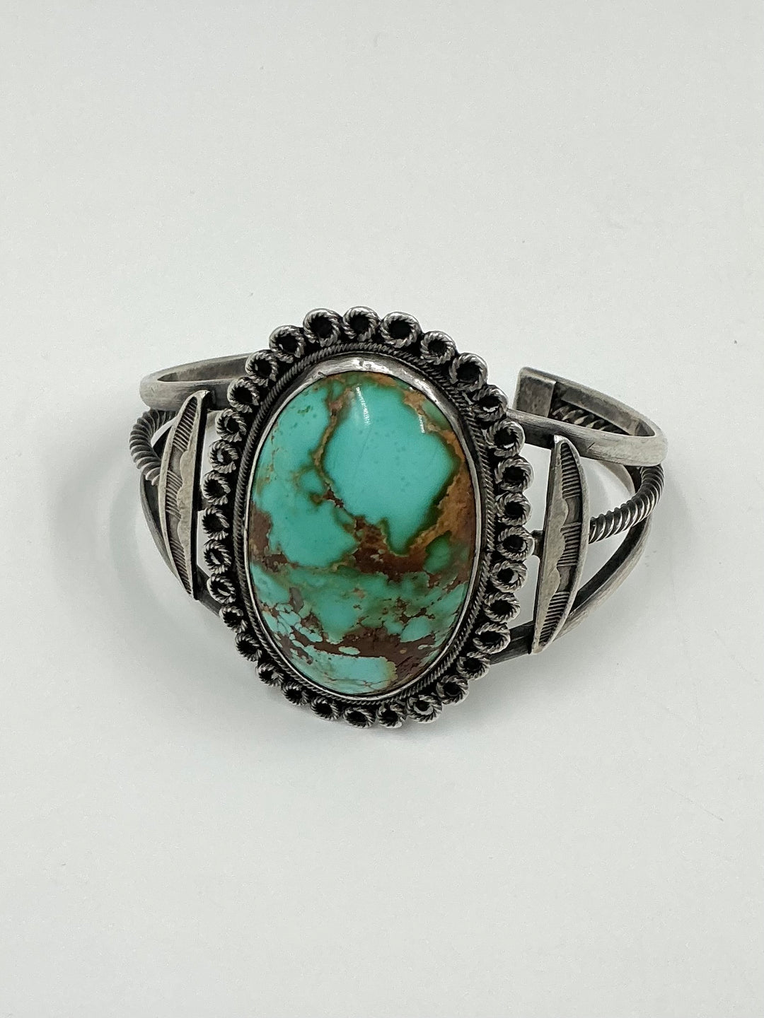 Vintage Royston Turquoise Oval Stone Cuff Bracelet