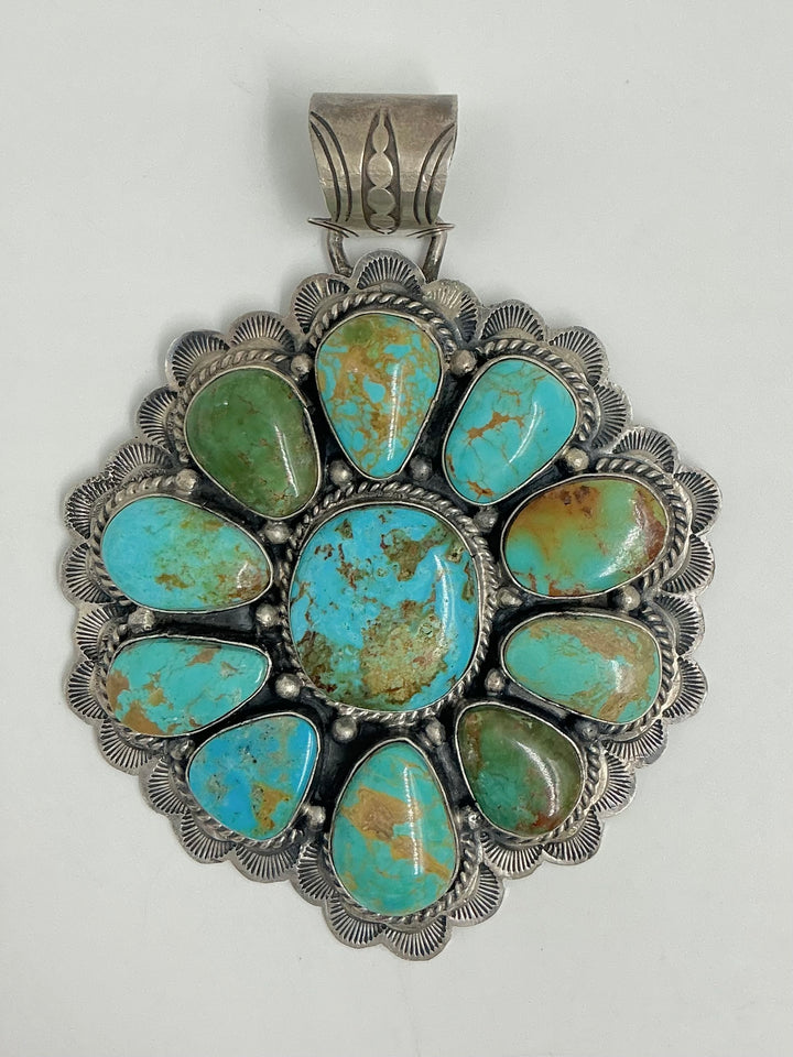 Large Royston Turquoise Floral Pendant