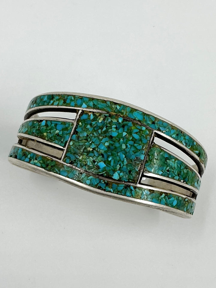 Vintage/Pawn Chip Inlay Royston Sleeping Beauty Turquoise Cuff Bracelet
