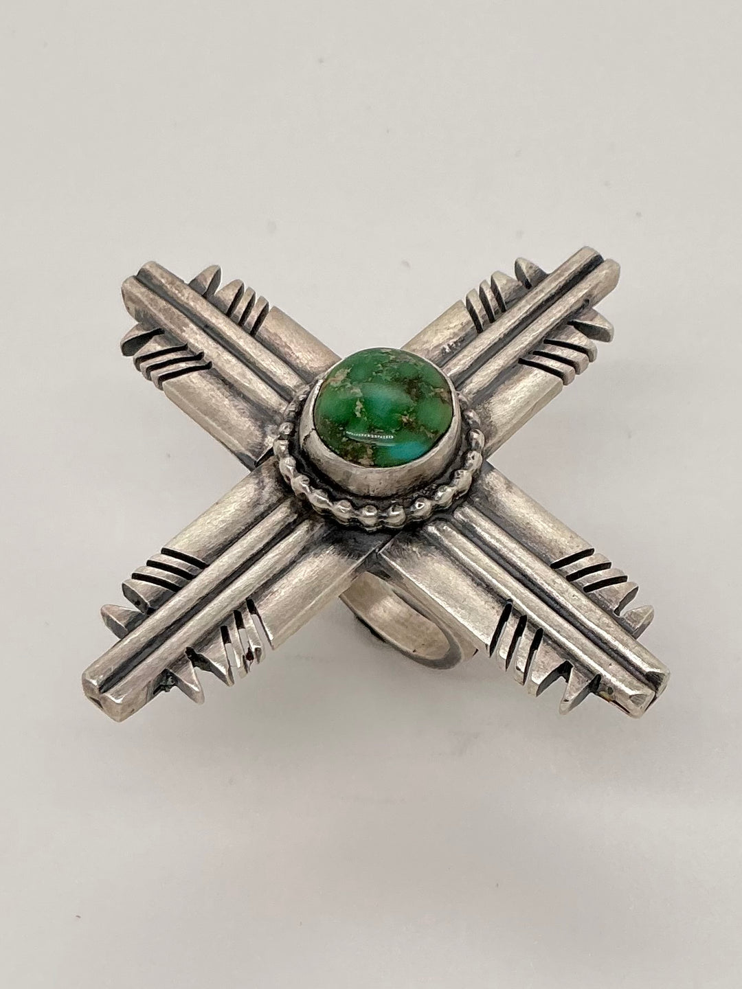Sonoran Gold Turquoise Navajo Zia Symbol Ring
