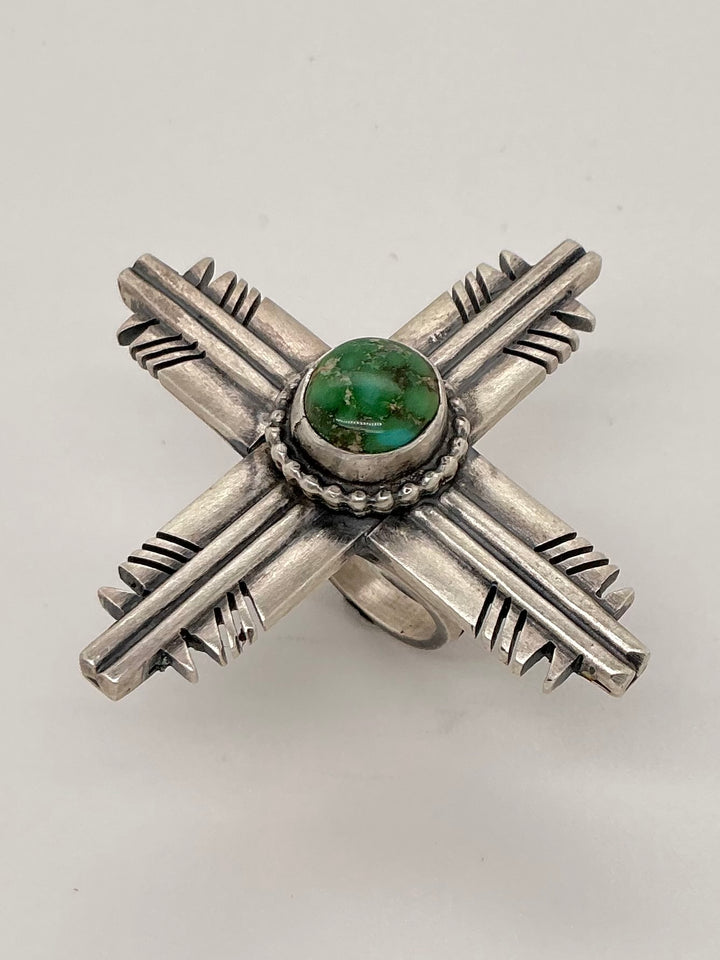 Sonoran Gold Turquoise Navajo Zia Symbol Ring