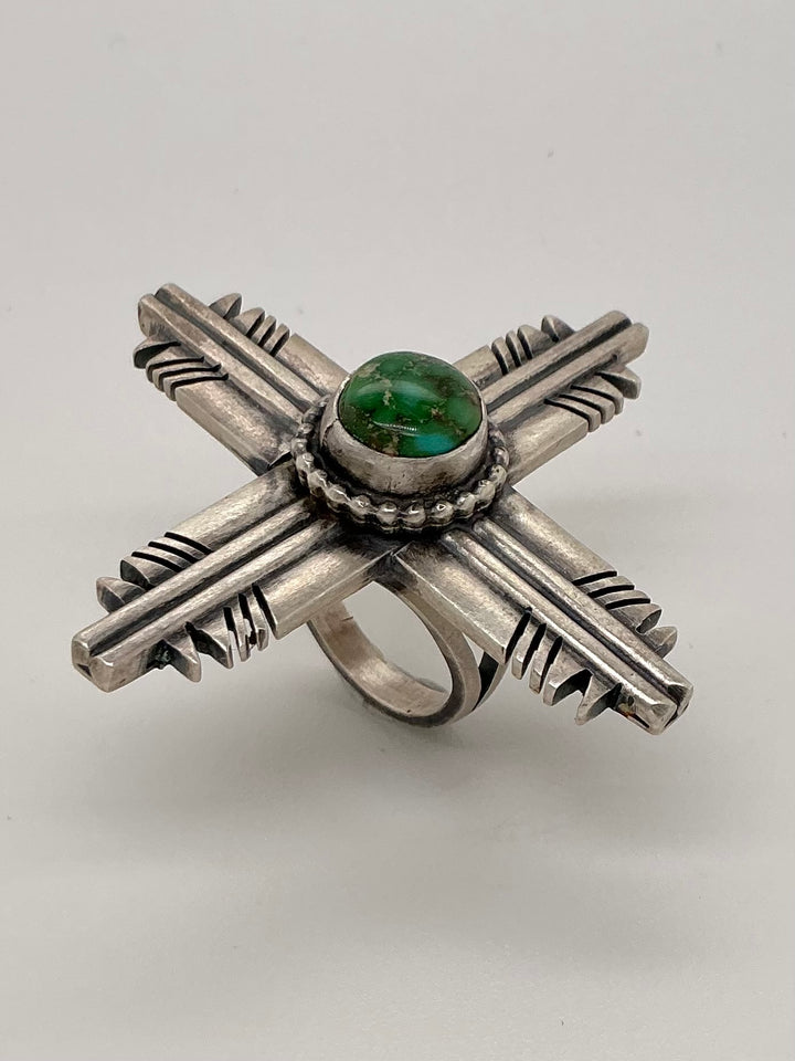 Sonoran Gold Turquoise Navajo Zia Symbol Ring