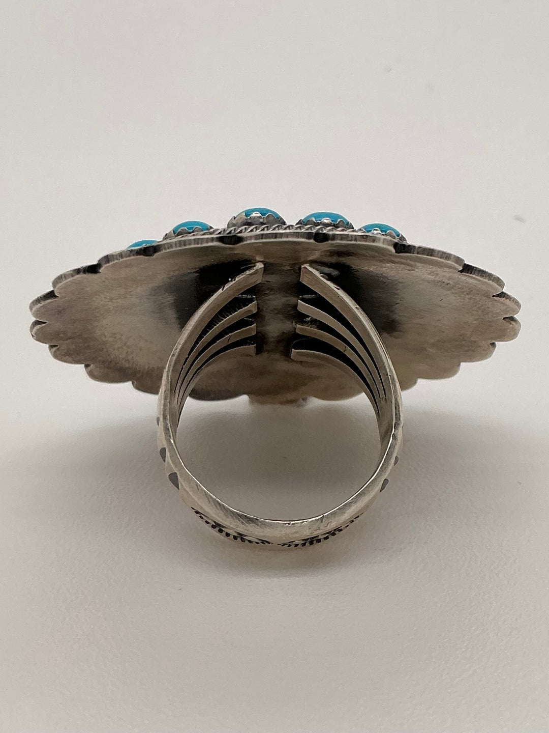 Navajo Sleeping Beauty Turquoise Round Flower Ring