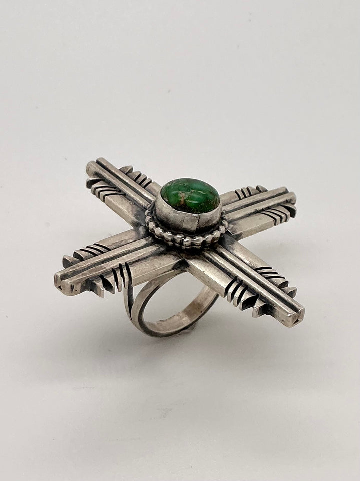 Sonoran Gold Turquoise Navajo Zia Symbol Ring