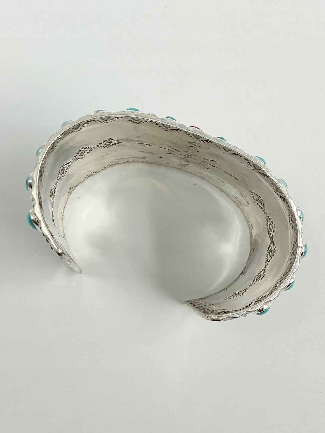 Vintage/ Pawn Spiny Oyster Flower, Charolite, Kingman Turquoise Cuff Bracelet