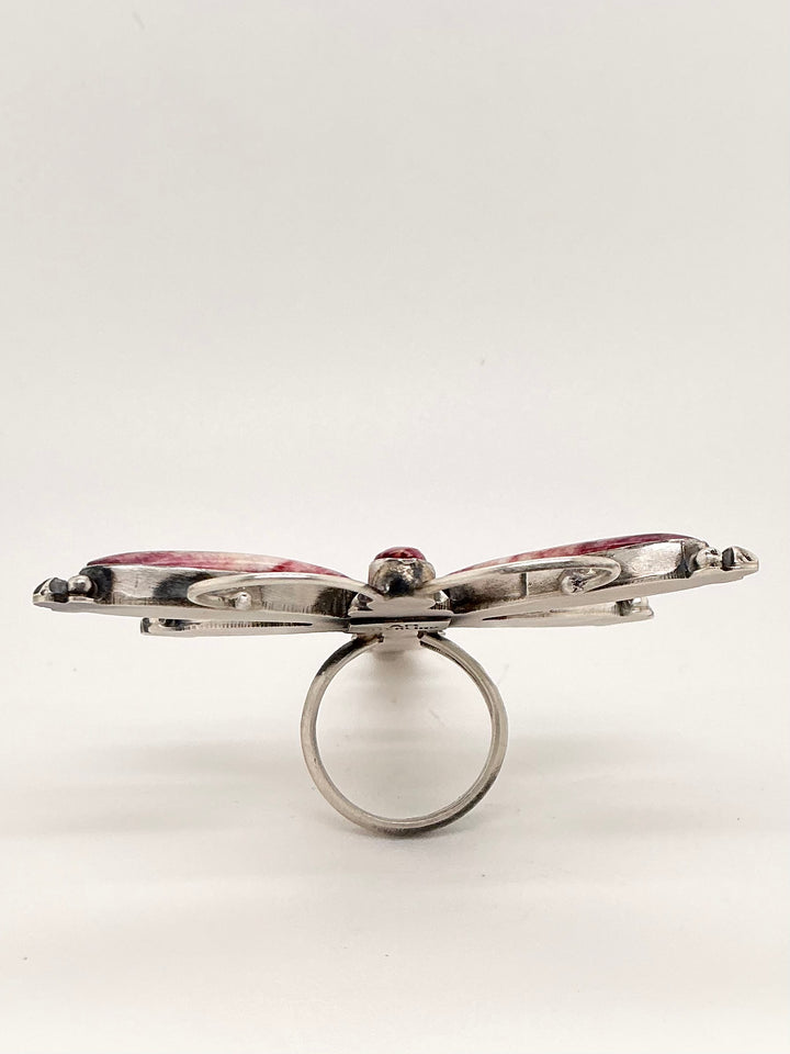 Purple Spiny Oyster Dragonfly Ring
