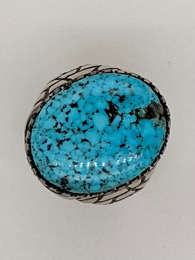 Navajo Spiderweb Kingman Turquoise Ring