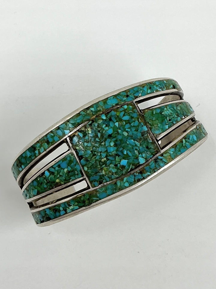 Vintage/Pawn Chip Inlay Royston Sleeping Beauty Turquoise Cuff Bracelet