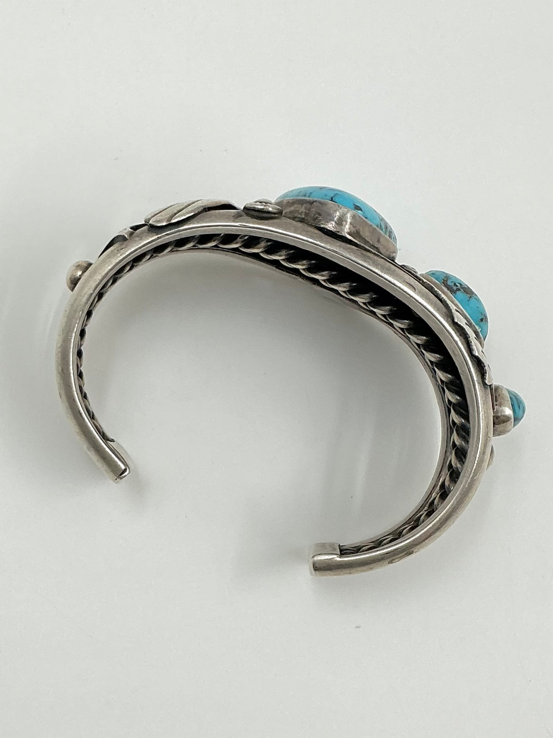 Vintage Spiderweb Kingman Leaf Design Cuff Bracelet