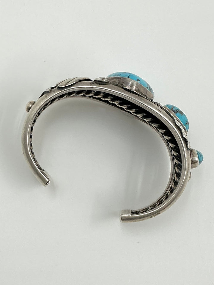 Vintage Spiderweb Kingman Leaf Design Cuff Bracelet