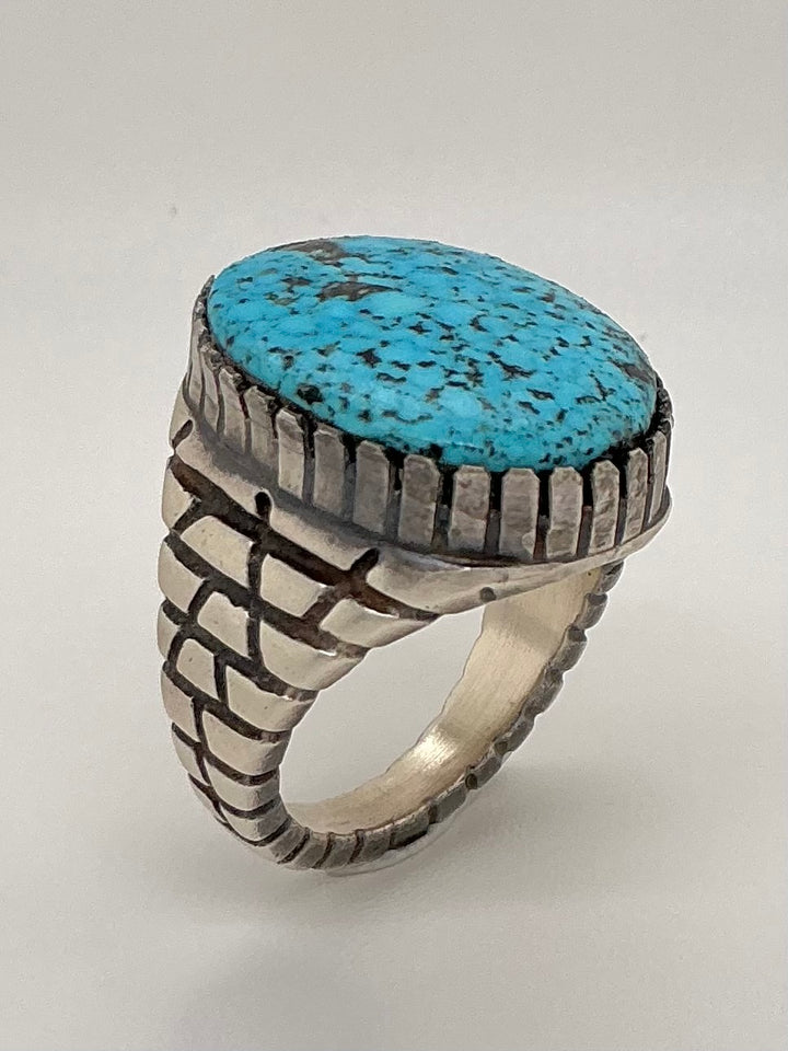 Navajo Spiderweb Kingman Turquoise Ring