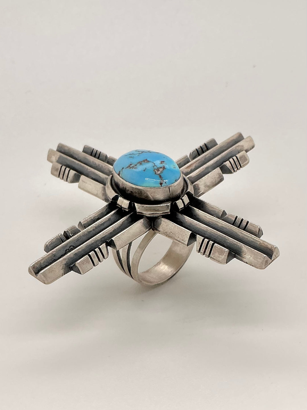 Navajo Golden Hills Turquoise Zia Symbol Ring