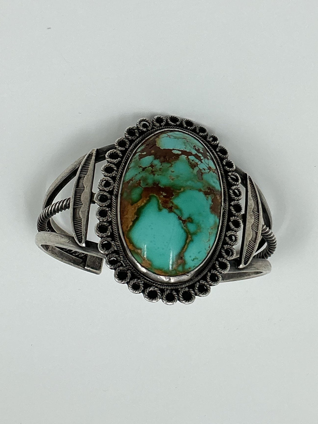 Vintage Royston Turquoise Oval Stone Cuff Bracelet