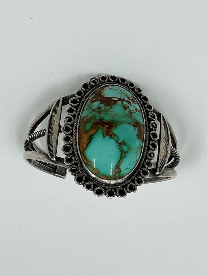 Vintage Royston Turquoise Oval Stone Cuff Bracelet