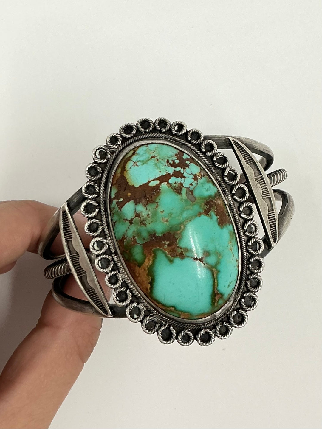 Vintage Royston Turquoise Oval Stone Cuff Bracelet