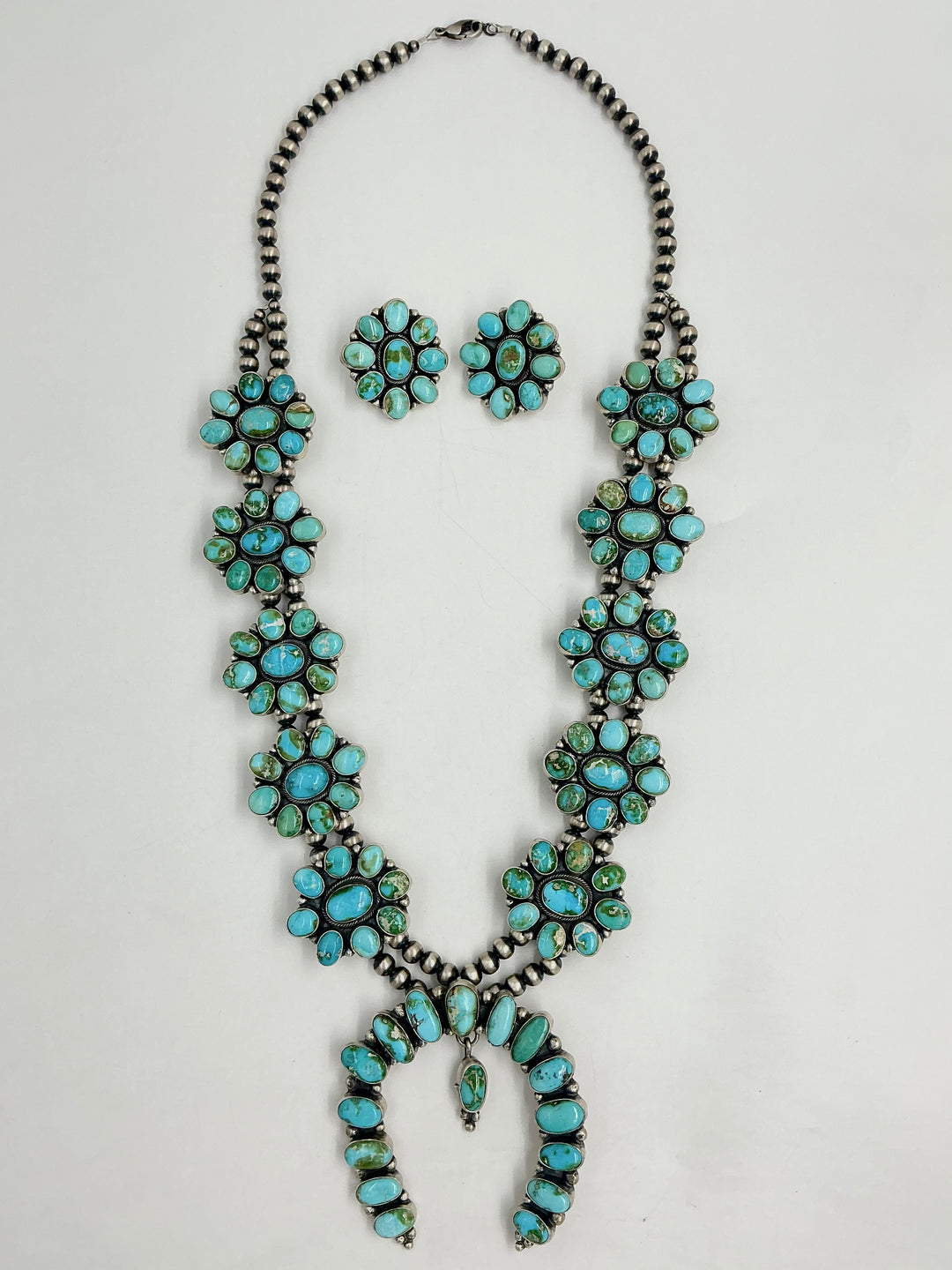 Navajo Sonoran Gold Turquoise Cluster Necklace
