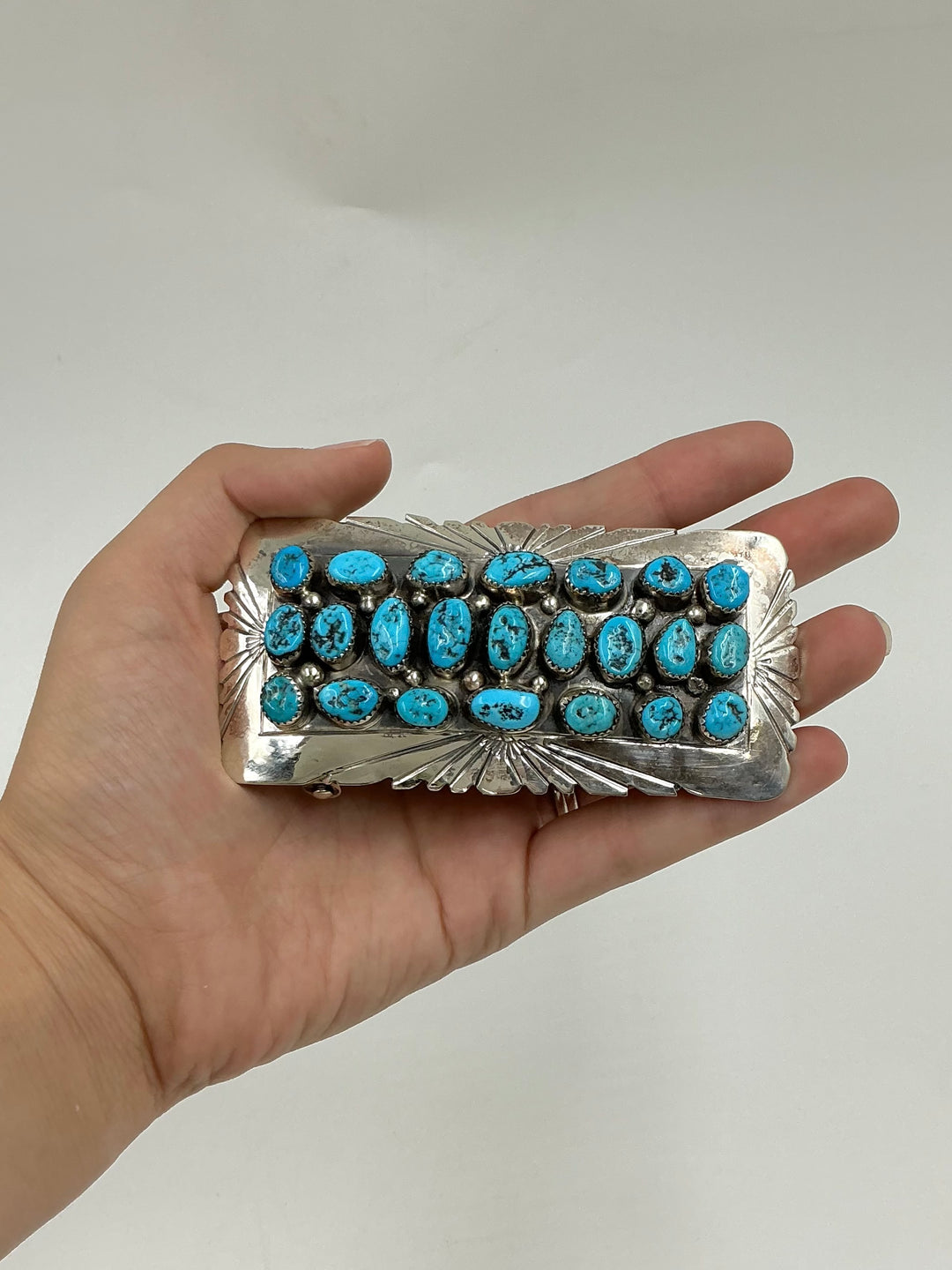 Navajo Sleeping Beauty Turquoise Rectangle Belt Buckle