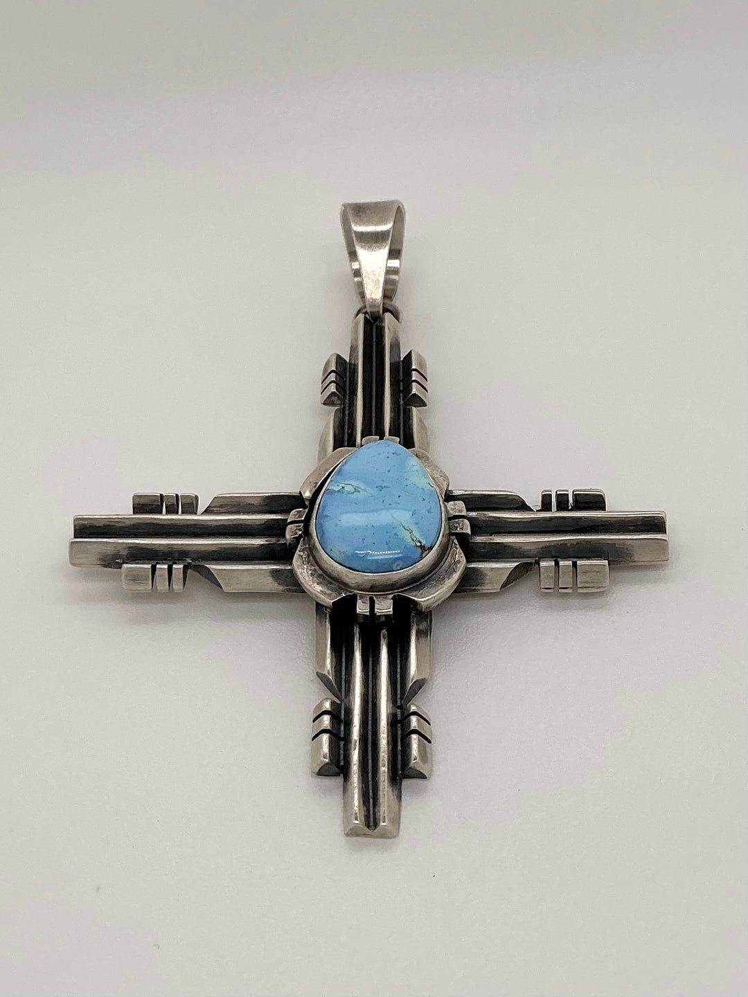 Navajo Golden Hills Turquoise Zia Symbol Pendant