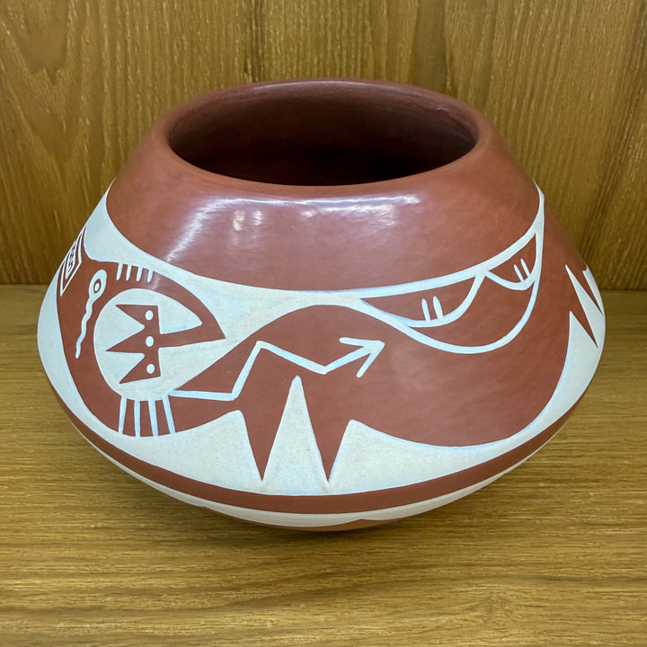 Martha Appleleaf Avanyu Serpent Ribbon Pot San Ildenfonso Pueblo