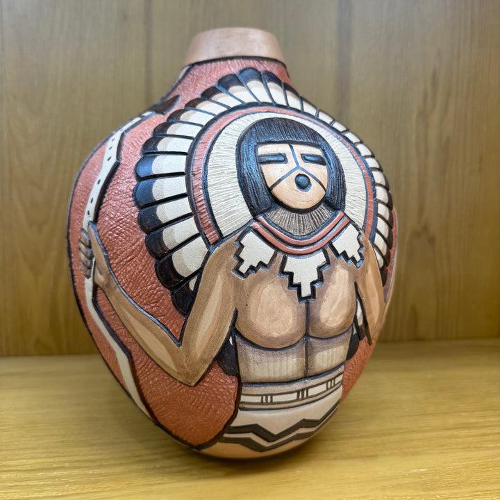 Thomas Polacca Engraved Kachina Pot Hopi