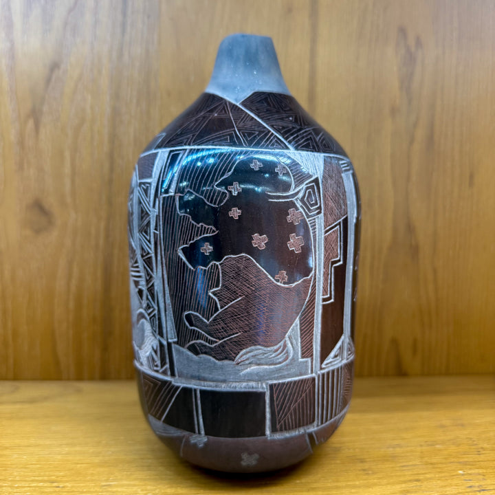 Bernice Naranjo Etched Buffalo Pot