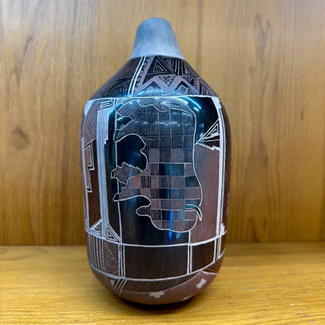 Bernice Naranjo Etched Buffalo Pot