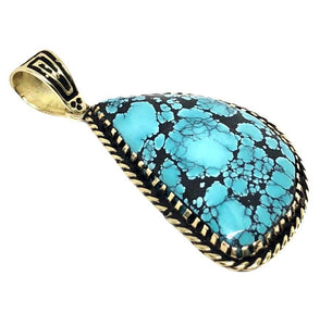 SOLD 14 K Spider Web Turquoise Pend.
