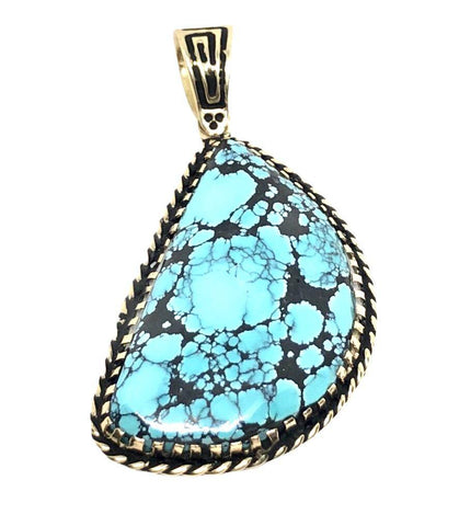 Image of SOLD 14 K Spider Web Turquoise Pend.