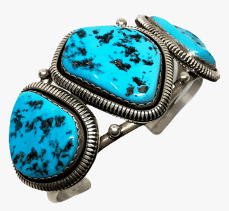 SOLD 3 Stone Navajo Pa.wn Sleeping Beauty Turquoise C.uff