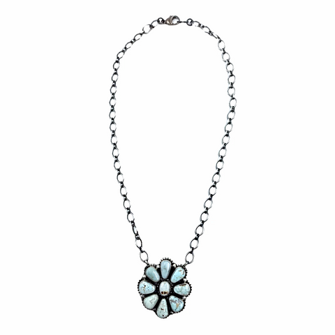 Image of Sold Navajo Dry Creek Turquoise Flower Cluster N.ecklace -Bea Tom - Native American