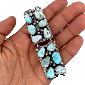 SOLD Navajo Dry Creek Turquoise Cluster Sterling Silver Drop Link - Native American