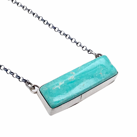 Image of Sold Navajo Royston Turquoise Bar N.ecklace - Kee J - Native American