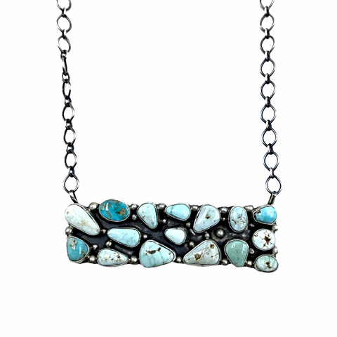 Image of Sold Navajo Dry Creek Turquoise Rectangular Cluster Chain Ne.cklace - Sheila Becenti - Native American