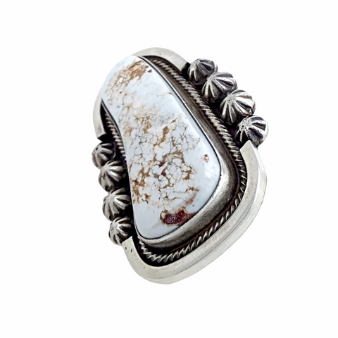 Image of sold Navajo Large Dry Creek Turquoise Sterling Silver Ring - Darryl Livingston - Native American