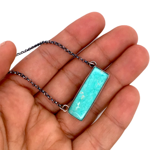 Image of Sold Navajo Royston Turquoise Bar N.ecklace - Kee J - Native American