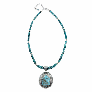 sold Navajo Dry Creek Turquoise Turquoise Beaded N.ecklace - Native American