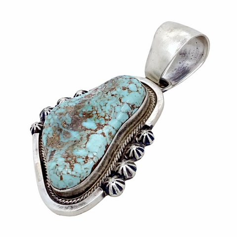 Image of sold Navajo Dry Creek Turquoise Rough Cut Sterling Silver P.endant  -Darryl Livingston - Native American