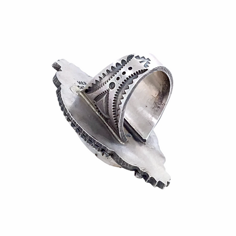 Image of sold Navajo Large White Buffalo  Sterling Silver Ring - Mike Calladitto - Native American