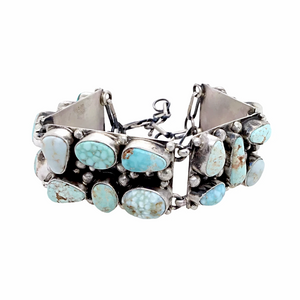 SOLD Navajo Dry Creek Turquoise Cluster Sterling Silver Drop Link - Native American