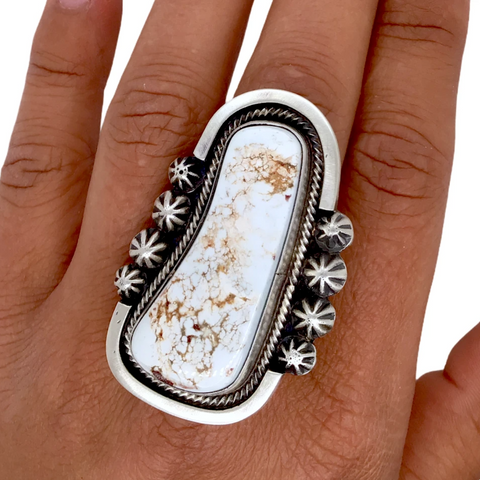 Image of sold Navajo Large Dry Creek Turquoise Sterling Silver Ring - Darryl Livingston - Native American