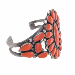 sold Gorgeous Authentic Zuni Red Coral Cluster & Sterling Silver Br.acelet - Alice Quam- Native American