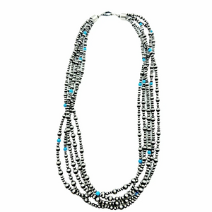 sold Navajo P.earls with Turquoise Beads N.ecklace - 5 strands - Authentic Native American