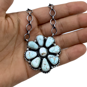 Sold Navajo Dry Creek Turquoise Flower Cluster N.ecklace -Bea Tom - Native American
