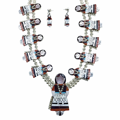 Image of sold Authentic Zuni Maidens Multi-Stone Inlay  Set - Native American