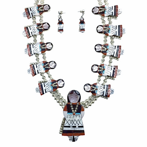 sold Authentic Zuni Maidens Multi-Stone Inlay  Set - Native American