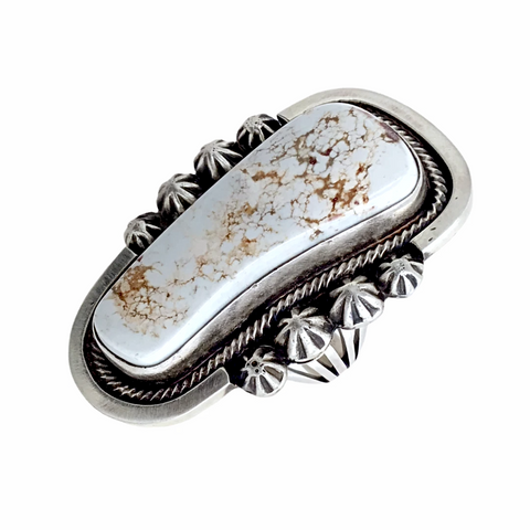 Image of sold Navajo Large Dry Creek Turquoise Sterling Silver Ring - Darryl Livingston - Native American